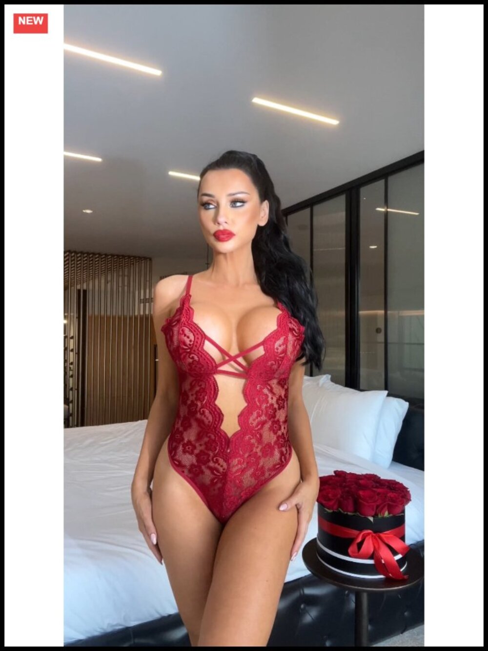 Deep V Lace Bodysuit Teddy Lingerie Snap Crotch One Piece - Picture 6 of 6